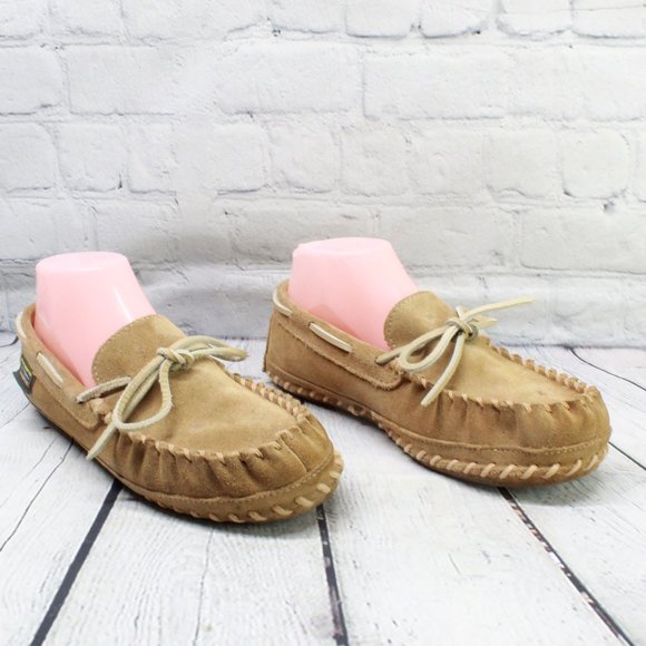 L.L. Bean Shoes - LL Bean Brown Wicked Good Original Camp Mocs Deerskin Lined Slippers  8 M